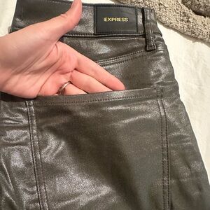 Olive green leather Express high rise